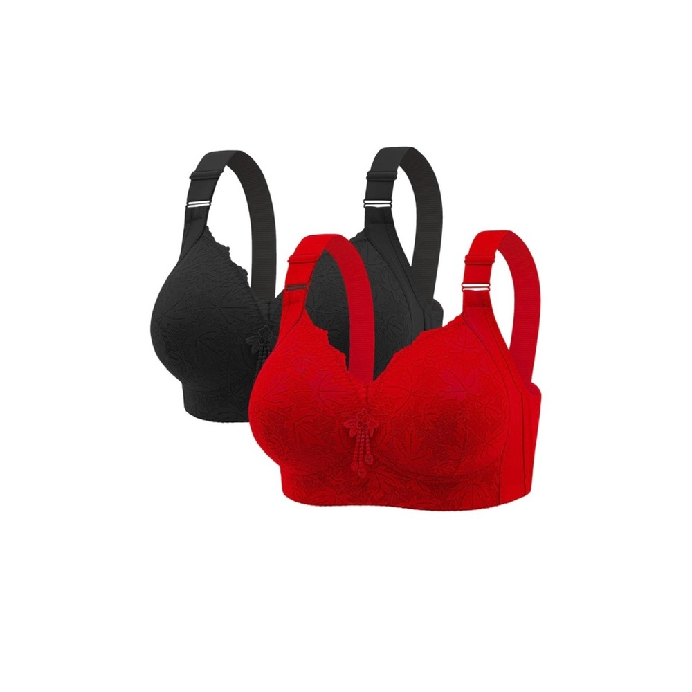 Women's Lace Comfort Bra - Red & Black 34B